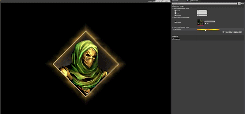 Glow colour changing via vector parameter