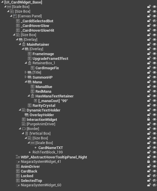 Spell card widget hierarchy before consolidation